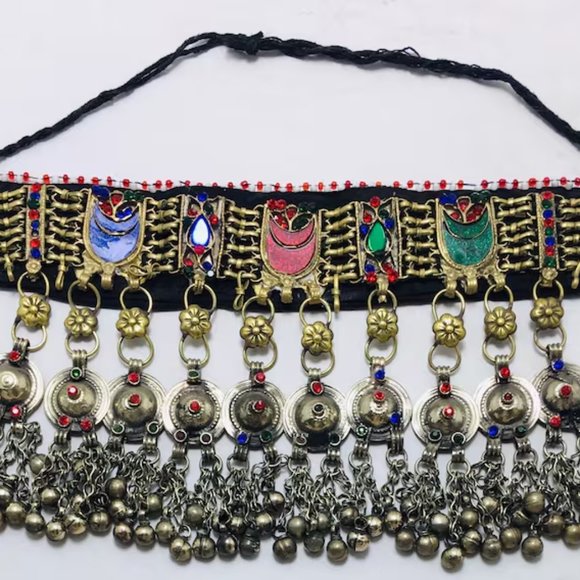 Vintage Choker Necklace, Handcrafted Tribal Collar Choker Necklace With Dangling - Picture 16 of 16